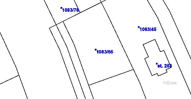 Parcela st. 1083/66 v KÚ Olšovec, Katastrální mapa