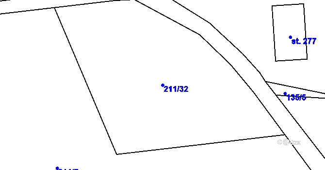 Parcela st. 211/32 v KÚ Olšovec, Katastrální mapa