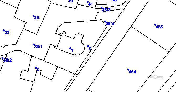 Parcela st. 2 v KÚ Omice, Katastrální mapa