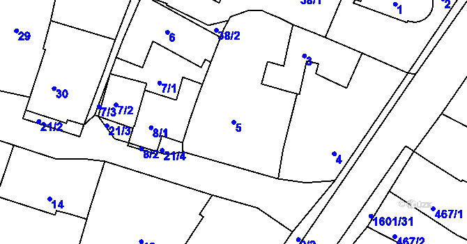 Parcela st. 5 v KÚ Omice, Katastrální mapa