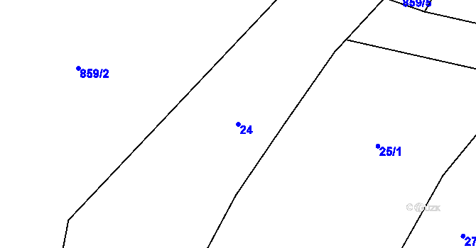 Parcela st. 24 v KÚ Omice, Katastrální mapa