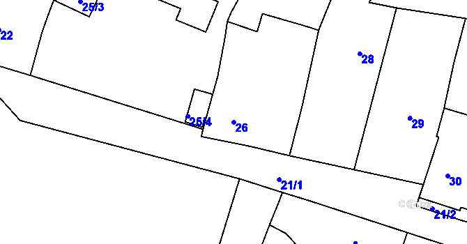 Parcela st. 26 v KÚ Omice, Katastrální mapa