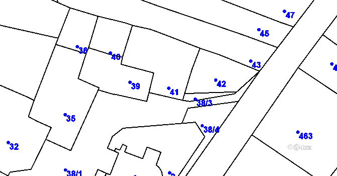 Parcela st. 41 v KÚ Omice, Katastrální mapa