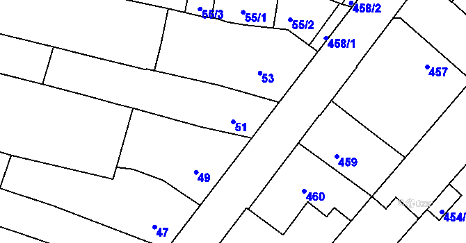 Parcela st. 51 v KÚ Omice, Katastrální mapa