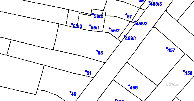 Parcela st. 53 v KÚ Omice, Katastrální mapa