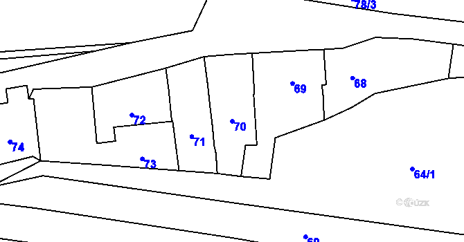 Parcela st. 70 v KÚ Omice, Katastrální mapa