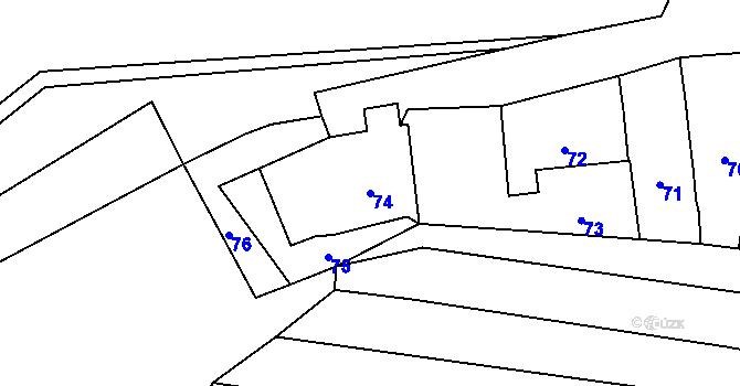 Parcela st. 74 v KÚ Omice, Katastrální mapa