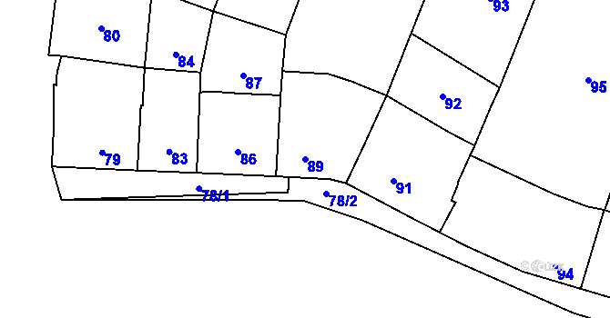 Parcela st. 89 v KÚ Omice, Katastrální mapa