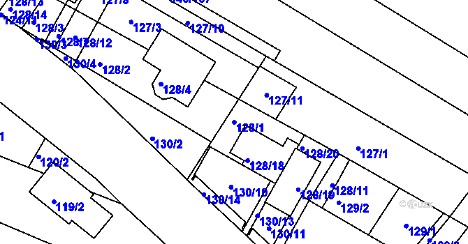 Parcela st. 128/1 v KÚ Omice, Katastrální mapa