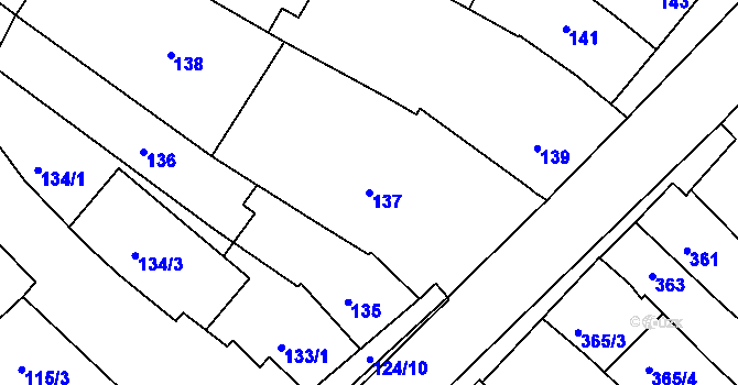 Parcela st. 137 v KÚ Omice, Katastrální mapa