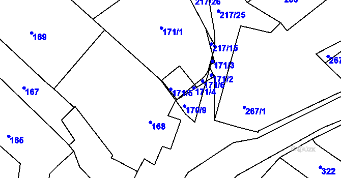 Parcela st. 171/5 v KÚ Omice, Katastrální mapa