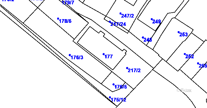 Parcela st. 177 v KÚ Omice, Katastrální mapa