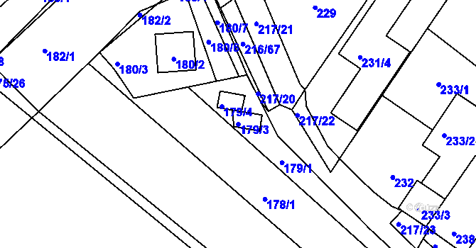 Parcela st. 179/3 v KÚ Omice, Katastrální mapa