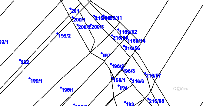 Parcela st. 197 v KÚ Omice, Katastrální mapa