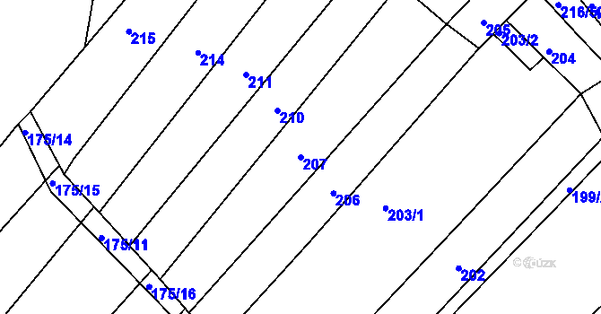 Parcela st. 207 v KÚ Omice, Katastrální mapa