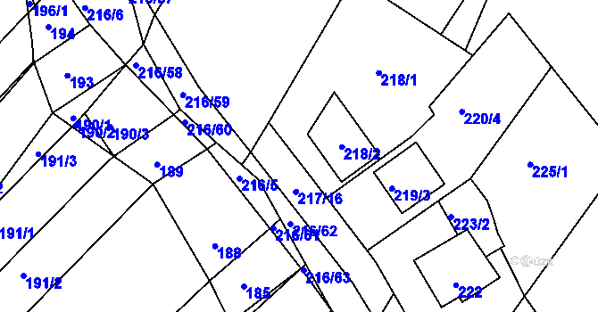 Parcela st. 219/2 v KÚ Omice, Katastrální mapa