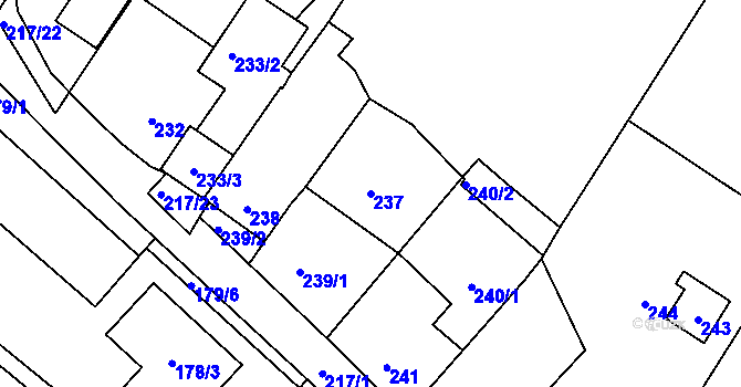 Parcela st. 237 v KÚ Omice, Katastrální mapa
