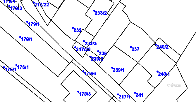 Parcela st. 238 v KÚ Omice, Katastrální mapa