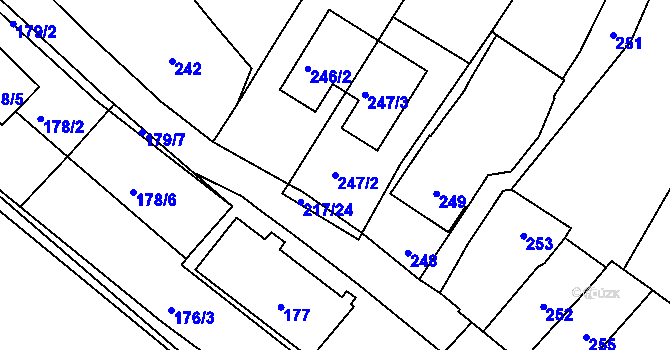 Parcela st. 247/2 v KÚ Omice, Katastrální mapa