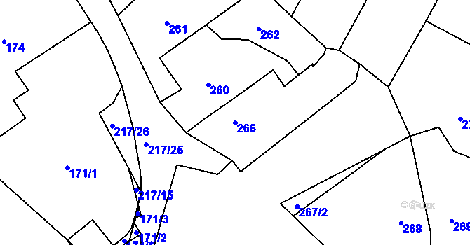 Parcela st. 266 v KÚ Omice, Katastrální mapa