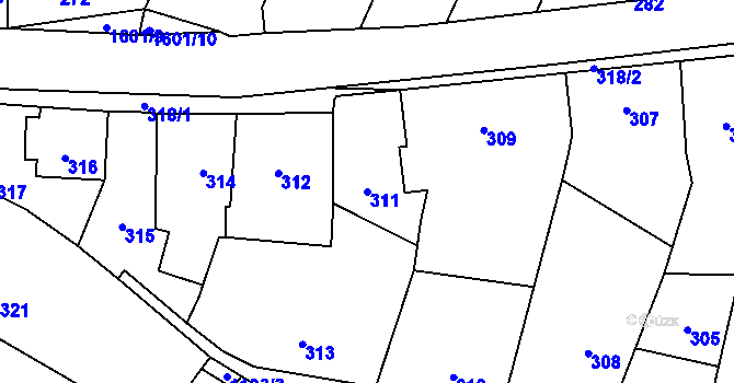 Parcela st. 311 v KÚ Omice, Katastrální mapa