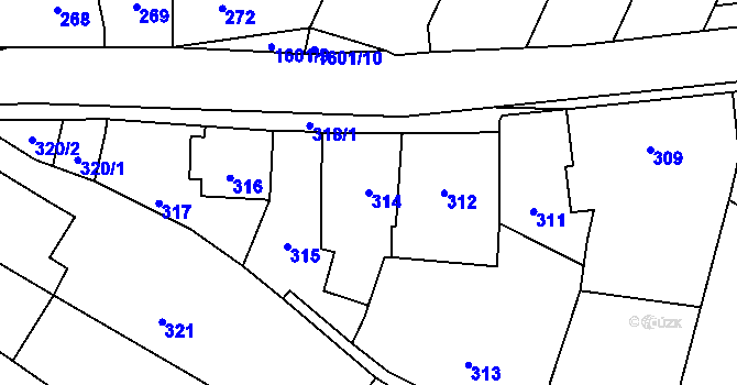 Parcela st. 314 v KÚ Omice, Katastrální mapa