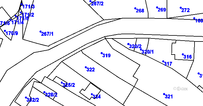 Parcela st. 319 v KÚ Omice, Katastrální mapa