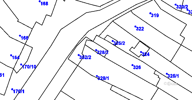 Parcela st. 328/2 v KÚ Omice, Katastrální mapa