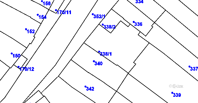 Parcela st. 338/1 v KÚ Omice, Katastrální mapa