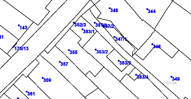 Parcela st. 353/2 v KÚ Omice, Katastrální mapa