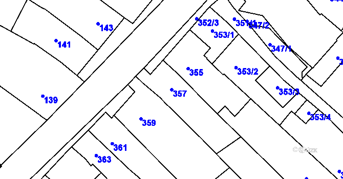 Parcela st. 357 v KÚ Omice, Katastrální mapa