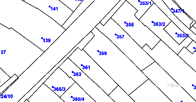 Parcela st. 359 v KÚ Omice, Katastrální mapa