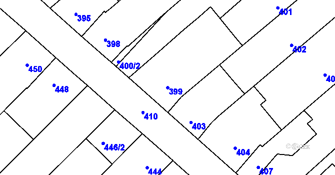 Parcela st. 399 v KÚ Omice, Katastrální mapa