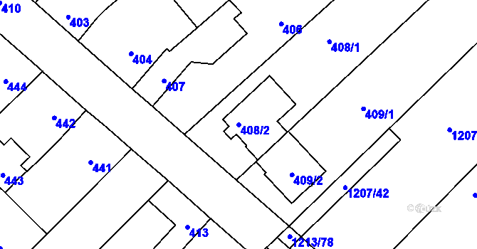 Parcela st. 408/2 v KÚ Omice, Katastrální mapa