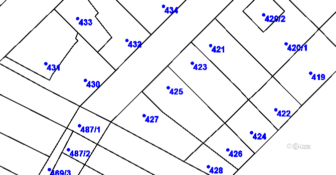 Parcela st. 425 v KÚ Omice, Katastrální mapa