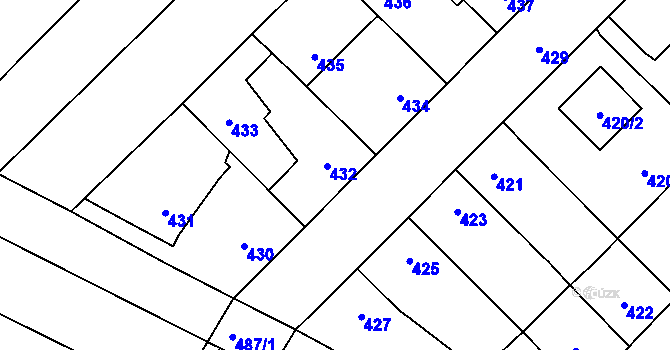 Parcela st. 432 v KÚ Omice, Katastrální mapa