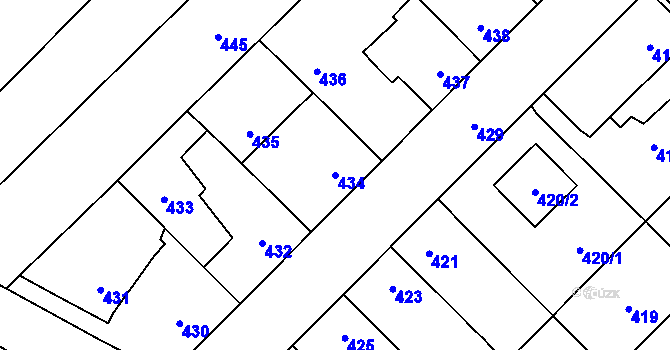 Parcela st. 434 v KÚ Omice, Katastrální mapa