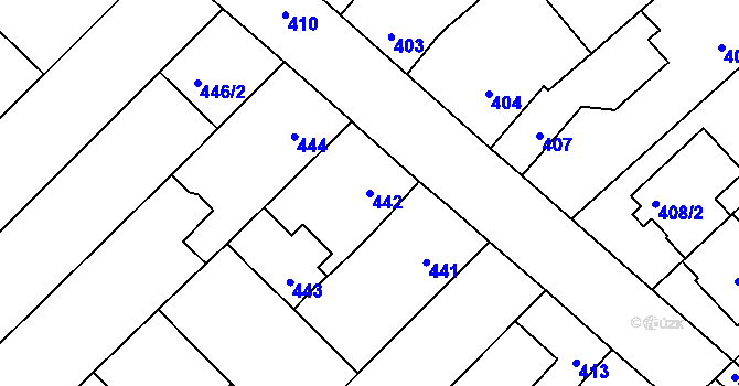 Parcela st. 442 v KÚ Omice, Katastrální mapa
