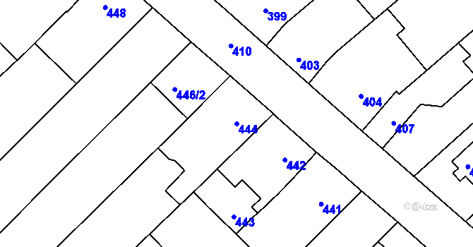 Parcela st. 444 v KÚ Omice, Katastrální mapa