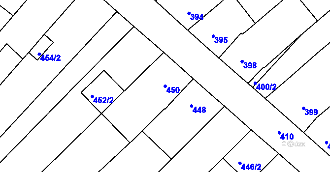 Parcela st. 450 v KÚ Omice, Katastrální mapa