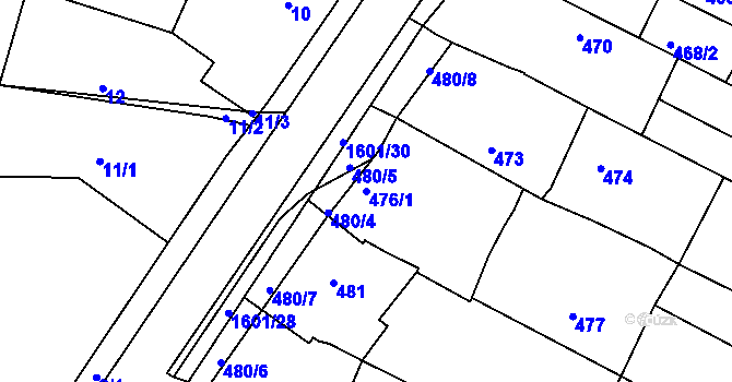 Parcela st. 476/1 v KÚ Omice, Katastrální mapa