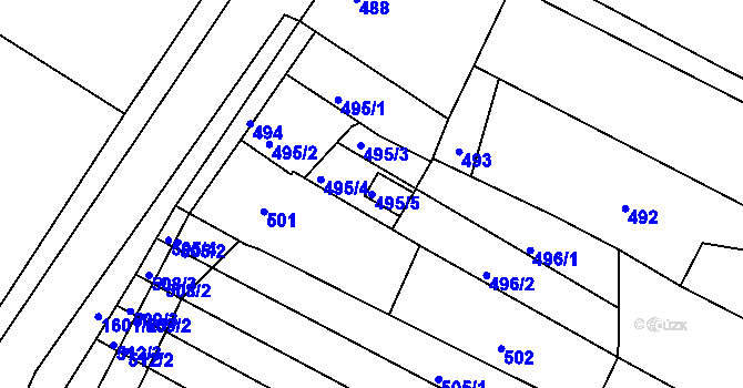 Parcela st. 495/5 v KÚ Omice, Katastrální mapa