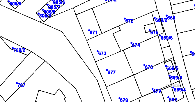 Parcela st. 673 v KÚ Omice, Katastrální mapa