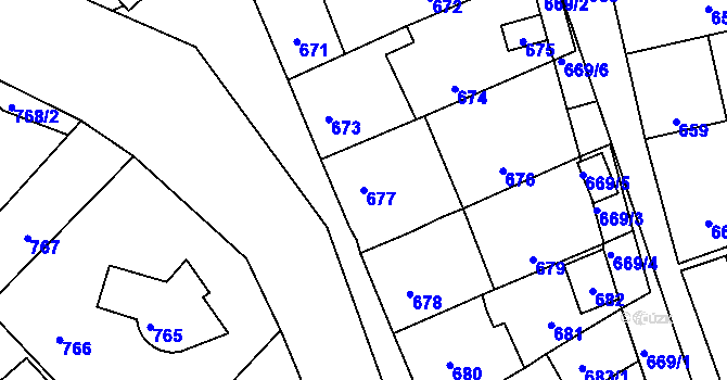 Parcela st. 677 v KÚ Omice, Katastrální mapa