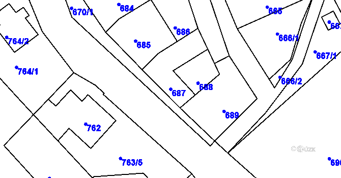 Parcela st. 687 v KÚ Omice, Katastrální mapa