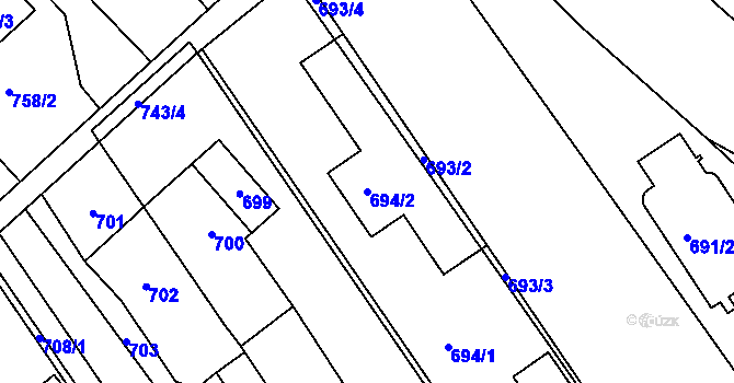 Parcela st. 694/2 v KÚ Omice, Katastrální mapa