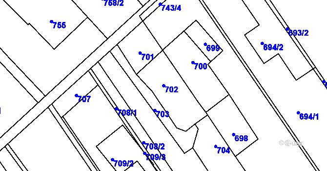 Parcela st. 702 v KÚ Omice, Katastrální mapa