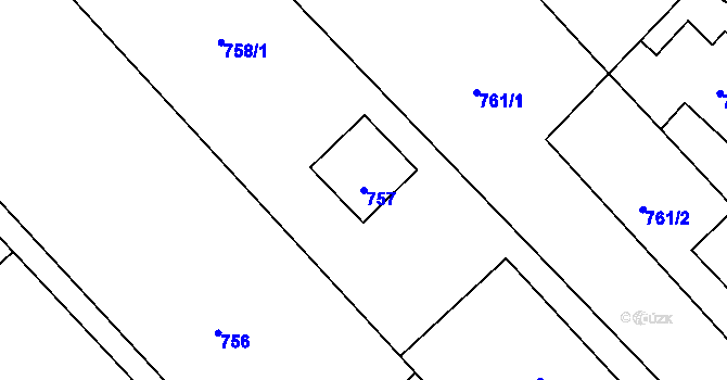 Parcela st. 757 v KÚ Omice, Katastrální mapa