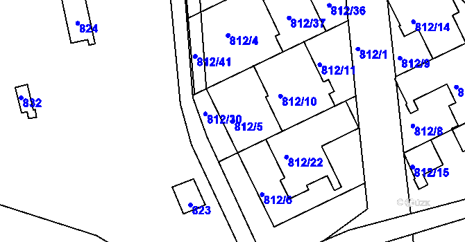Parcela st. 812/5 v KÚ Omice, Katastrální mapa