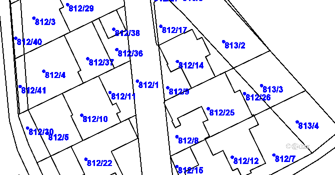 Parcela st. 812/9 v KÚ Omice, Katastrální mapa